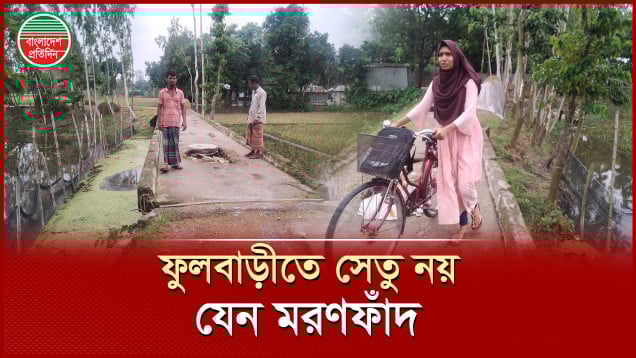 জীবনের ঝুঁকি নিয়ে সেতু দিয়ে দশ গ্রামের কয়েক হাজার মানুষ চলাচল