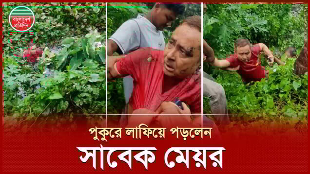 জনতার ভয়ে পুকুরে লাফিয়ে পড়লেন আওয়ামী লীগ নেতা ও সাবেক মেয়র