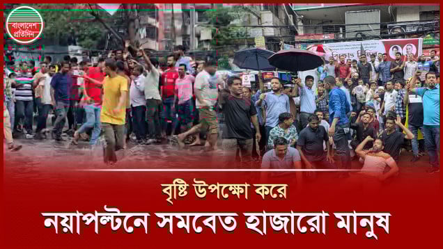 বৃষ্টি-জলাবদ্ধতার মধ্যেও নয়াপল্টনে আসছে হাজারো নেতাকর্মীর খণ্ড মিছিল