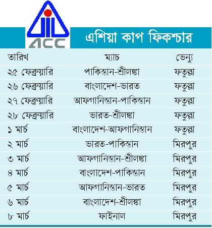 এশিয়া কাপ ফিকশ্চার 