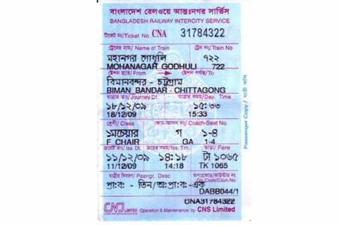 রেলের টিকেটে বিশেষ চিহৃ ব্যবহারের সুপারিশ
