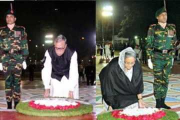 ভাষা শহীদদের রাষ্ট্রপতি ও প্রধানমন্ত্রীর বিনম্র শ্রদ্ধা