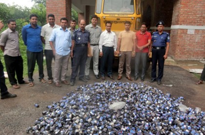 ঝিনাইদহে ১০ হাজার বোতল ফেনসিডিল ধ্বংস