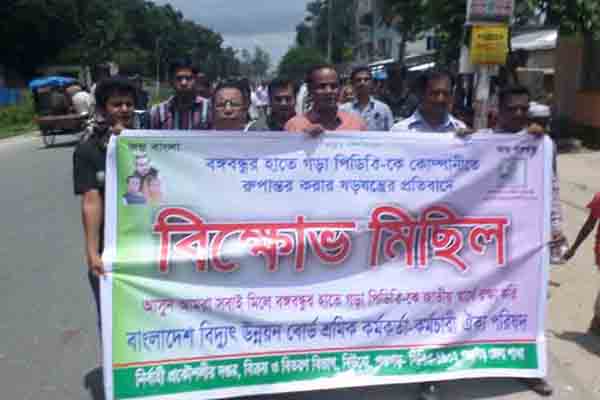 পিডিবিকে কোম্পানিতে রুপান্তরের প্রতিবাদে পঞ্চগড়ে বিক্ষোভ