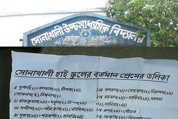 পোস্টারে স্কুলের প্রেমিক-প্রেমিকাদের নাম!