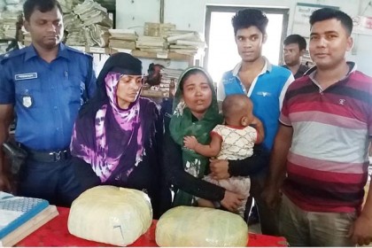 চৌদ্দগ্রামে ১৫ কেজি গাঁজাসহ মা-মেয়ে আটক