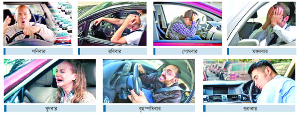 ট্রাফিক জ্যামের সাপ্তাহিক ক্যালেন্ডার