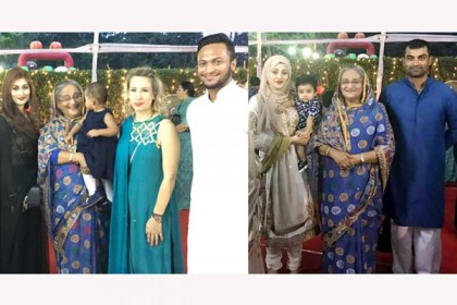 প্রধানমন্ত্রীর কোলে সাকিবকন্যা, তামিমপুত্র