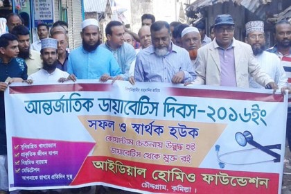 চৌদ্দগ্রামে আন্তর্জাতিক ডায়াবেটিস দিবস পালিত
