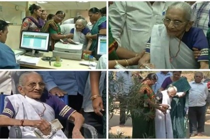 লাইনে দাঁড়িয়ে টাকা বদল করলেন মোদির মা