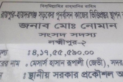 
অবশেষে রায়পুর-হায়দরগঞ্জ সড়কের সংস্কার কাজ শুরু
