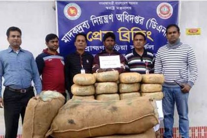 ১৪৪ কেজি গাঁজা পাচারকালে আটক ১