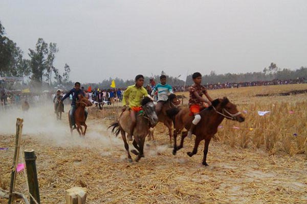 দিনাজপুরে ঐতিহ্যবাহী ঘোড়া দৌড় প্রতিযোগিতা