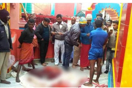 দেবীর সামনে গলা কেটে নিজের বলি দিলেন যুবক