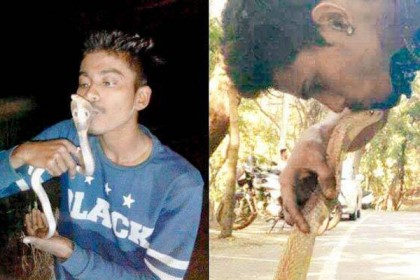 সাপ উদ্ধারকারীর সাপকে চুমু, অতঃপর...