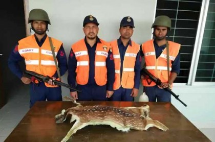 সুন্দরবন থেকে হরিণের চামড়া উদ্ধার
