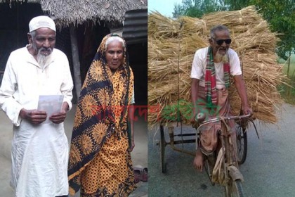৯০ বছরেও ভ্যান চালিয়ে খড় বিক্রি করছেন কাচু মোহাম্মদ