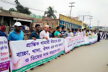 শ্রীপুরে ন্যায্য মূল্যের দাবিতে খামারিদের প্রতিবাদ