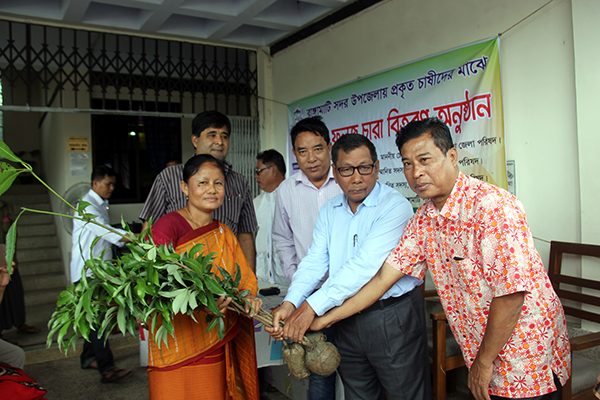 রাঙামাটিতে ক্ষতিগ্রস্ত চাষীদের মাঝে ফলজ চারা বিতরণ
