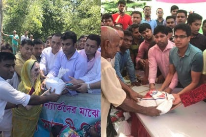 বন্যা দুর্গতদের মাঝে ত্রাণ বিতরণে ছাত্রলীগের ৮ টিম