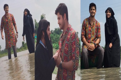 পানির মধ্যে 'মনসুর-মালা'র শ্যুটিং