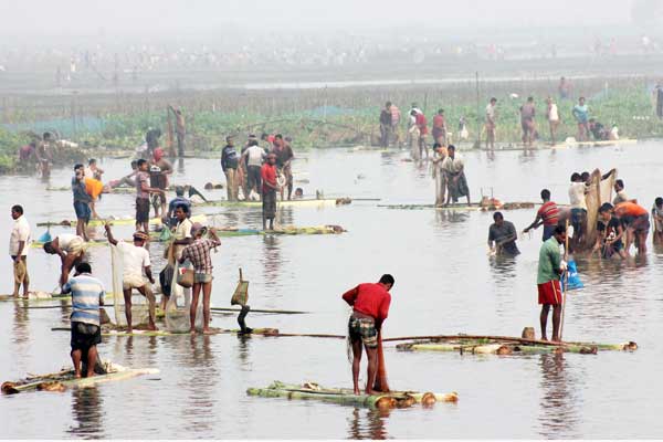 ৩৫ বছর ধরে শুক নদীর তীরে মাছ ধরার উৎসব