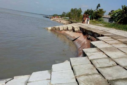 চৌহালীর সেই বাঁধে ফের ধস, ৭০ মিটার বিলীন