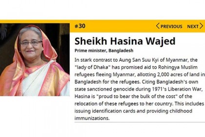 ফোর্বসের ক্ষমতাধর নারীর তালিকায় ৩০তম শেখ হাসিনা
