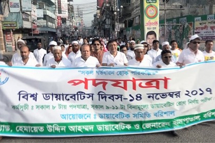 বরিশালে বিশ্ব ডায়াবেটিস দিবস পালন 