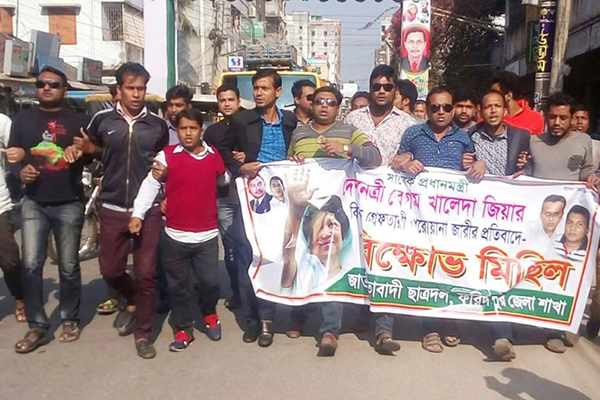 ফরিদপুরে ছাত্রদলের বিক্ষোভ মিছিল