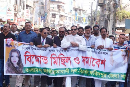 ফরিদপুরে বিএনপির বিক্ষোভ মিছিলে পুলিশি বাধা