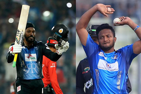 ব্যাটিংয়ে গেইল বোলিংয়ে সাকিব