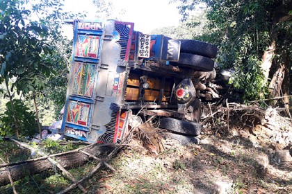 লামায় ট্রাক উল্টে আহত ২