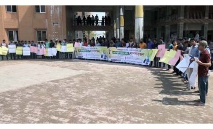 কোটা পদ্ধতি সংস্কারসহ ৫ দফা দাবিতে বরিশাল বিশ্ববিদ্যালয়ে মানববন্ধন