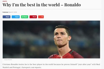 রোনালদোই বিশ্বসেরা ফুটবলার! 
