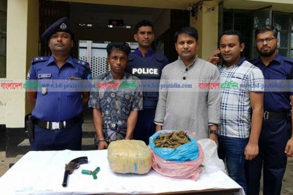 রায়পুরে অস্ত্র ও গাঁজাসহ ডাকাত গ্রেফতার