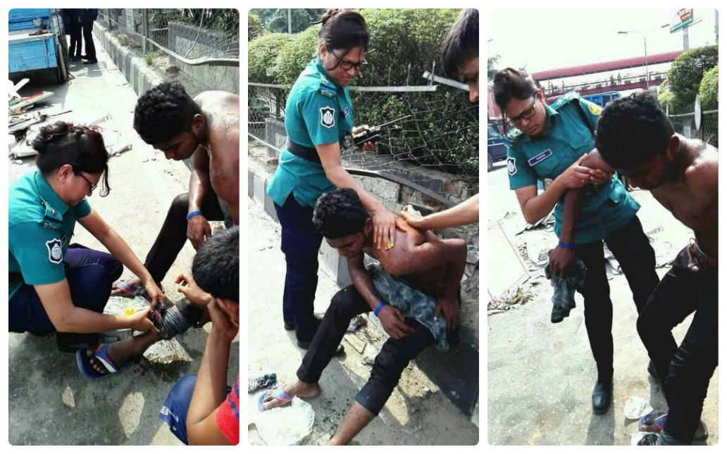 নারী পুলিশ কর্মকর্তা পপির মানবিকতা