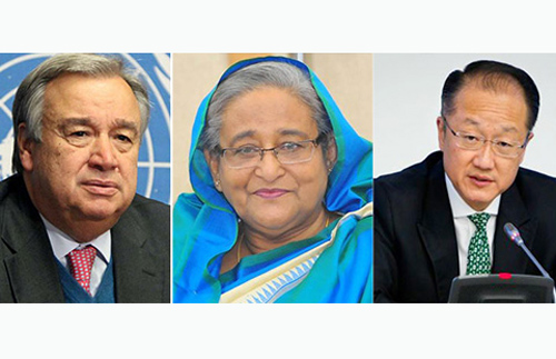 প্রধানমন্ত্রীর সঙ্গে জাতিসংঘের মহাসচিব ও বিশ্বব্যাংকের প্রেসিডেন্টের বৈঠক