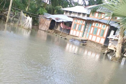 কলাপাড়ায় পানিতে ভাসছে সাত গ্রামের মানুষ