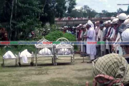 নদীর চোরাবালিতে আটকে নিহত সেই ছাত্রদের দাফন সম্পন্ন