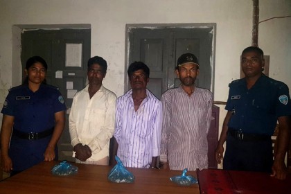 লামায় গাঁজাসহ ৩ মাদক ব্যবসায়ী আটক

