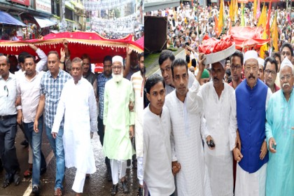 শাহজালালের মাজারে গিলাফ দিলেন আরিফ-কামরান

