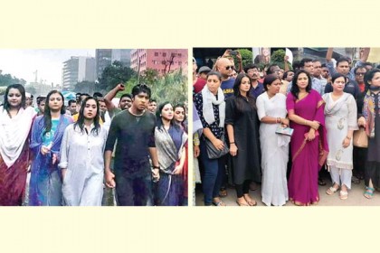 রাস্তায় নেমেছেন তারকারাও