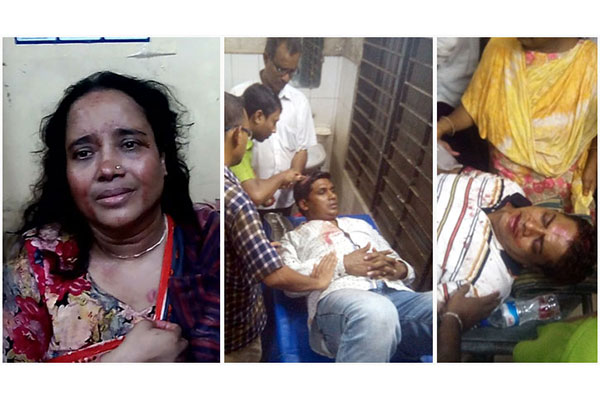 দুই ছেলের সামনে মাকে পেটানোয় গণধোলাই খেল দুই পুলিশ