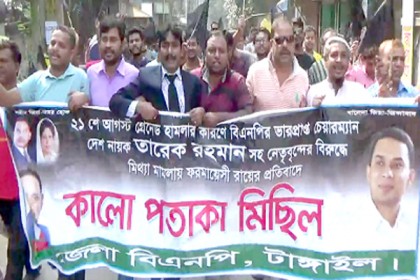 পুলিশি বাধায় টাঙ্গাইলে বিএনপির কালো পতাকা মিছিল পণ্ড 