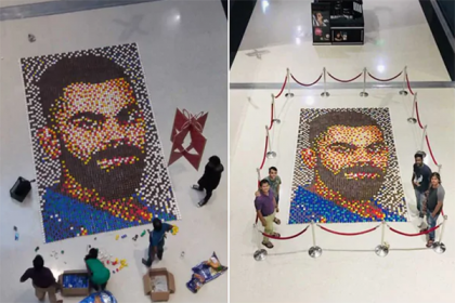 ৪,০০০ মাটির প্রদীপ দিয়ে কোহলির প্রতিকৃতি