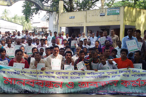 ফরিদপুরে সারের দাবিতে চাষীদের মানববন্ধন

