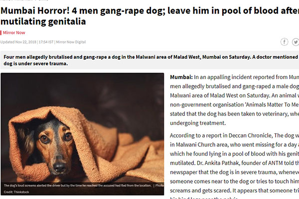 মুম্বাইয়ে কুকুরকে গণধর্ষণ!