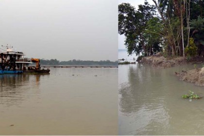 ড্রেজিংয়ের কারণে কারখানা নদীর দুই তীরে তীব্র ভাঙন

