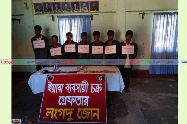 রাঙমাটির লংগদুতে ৩৩৮ পিস ইয়াবাসহ আটক ৭